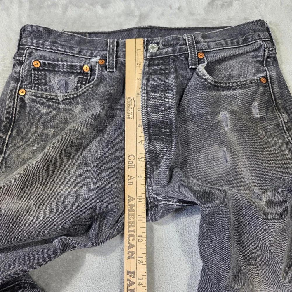 Levis 501 Original Fit Jeans Men 32x32 Faded Black Button Fly Straight Leg Denim